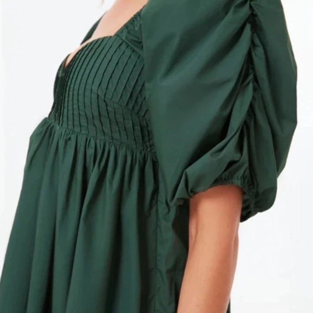 Hyacinth House by Tuckernuck Emerald Green Puff Sleeve Sasha Mini Dress Medium - Picture 5 of 10